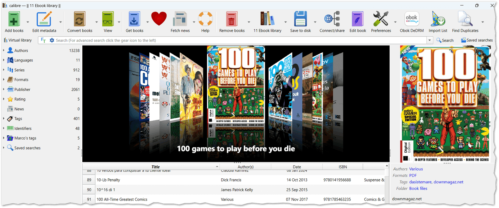 Screenshot del programma Calibre